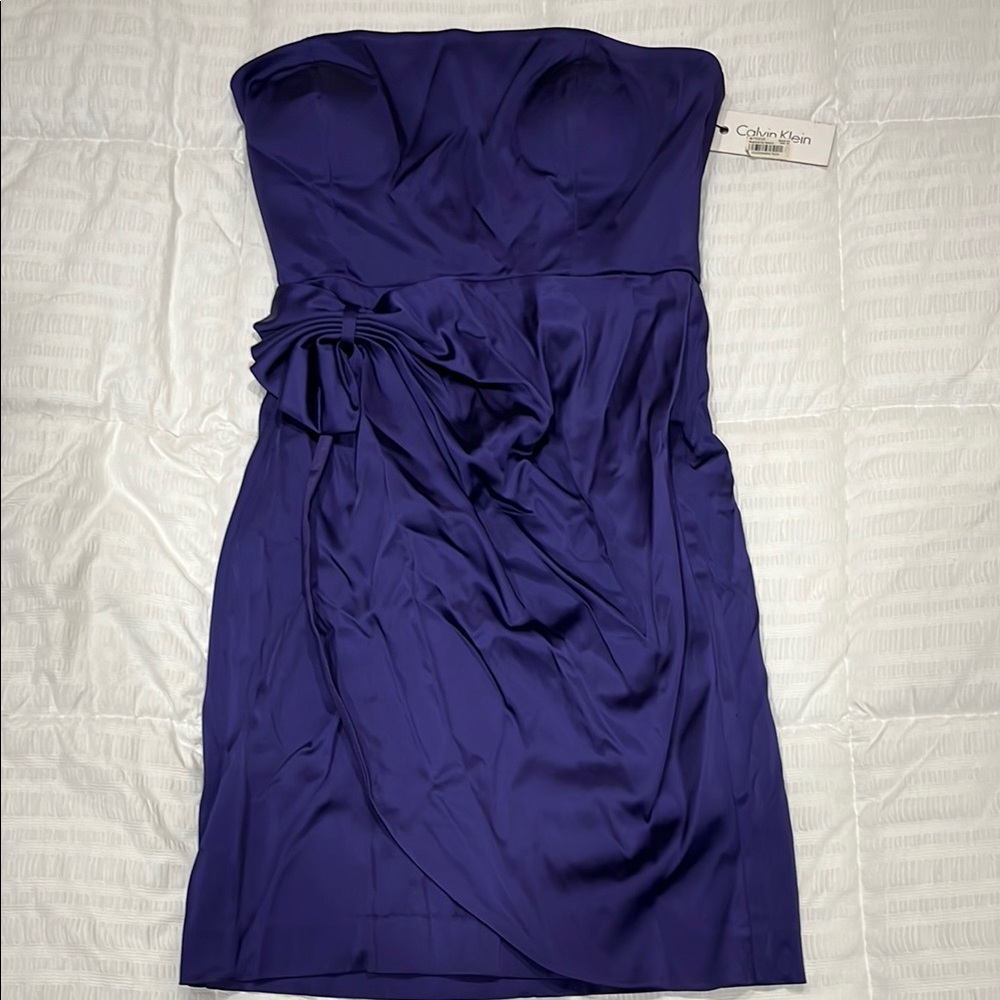Calvin Klein Strapless Purple Dress